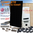 批发11.88 KW LG NEON R LG360Q1CA5太阳能电池板系统